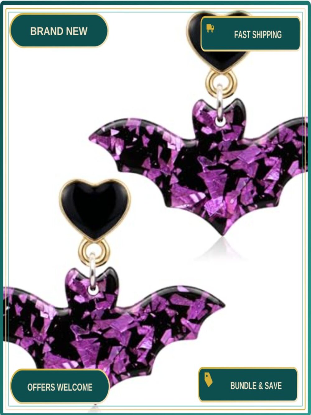 Halloween Bat Dangle Earrings Acrylic Gothic Style
